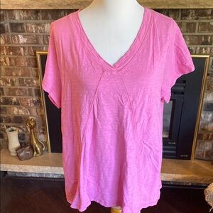ESCAPE by HABITAT CLOTHES Pink V-Neck Women's Top. Size US XL.